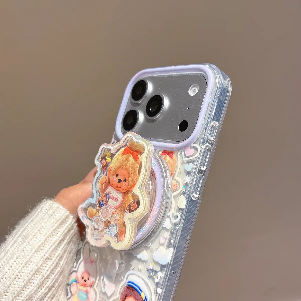 Monchhichi Kawaii Clear Phone Case for iPhone 17 16 15 14 13 Pro Max